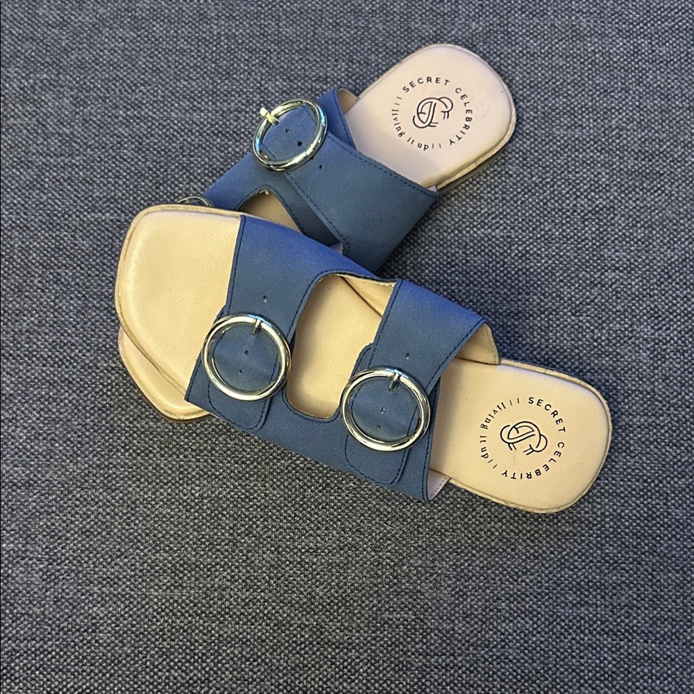 Stylish Blue Women's Sandals with Buckle Detail